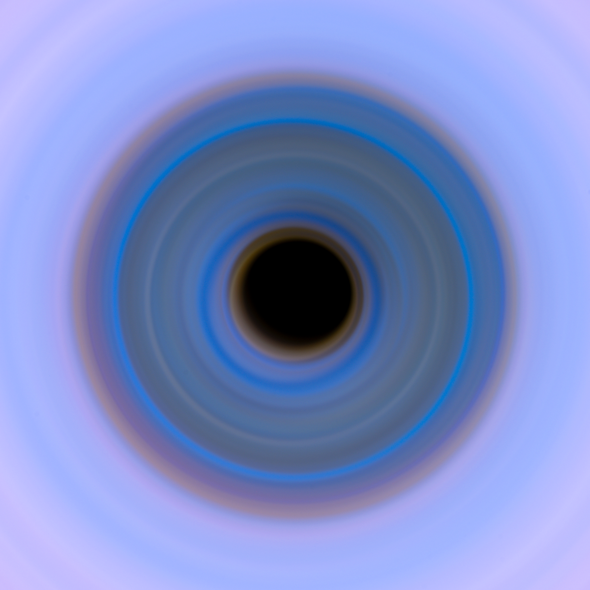 Concentric bands of light transitioning from cobalt blue at outer edges through lavender toward center, with soft dissolving edges against black background