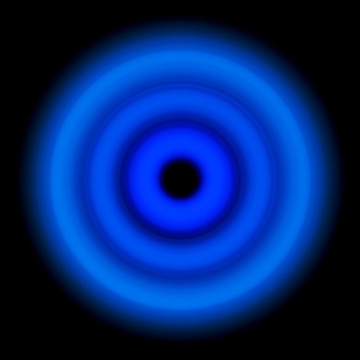 Abstract photograph showing a single horizontal band of deep cobalt blue centered against a black background