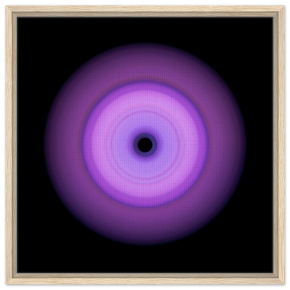 Circular light pattern with concentric rings transitioning from bright lavender in the center to deep violet at the edges, with a small black void at the center.