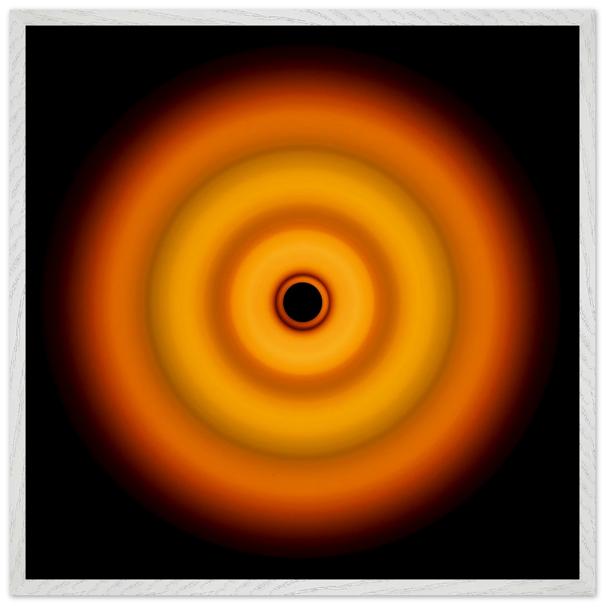 Circular aperture shape with bright amber center fading through coral orange concentric rings to darker orange edges with a small black void at the center.