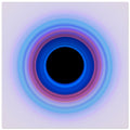A circular ring with deep blue center transitioning through purple and magenta to pale lavender at the edges, surrounding a black void.