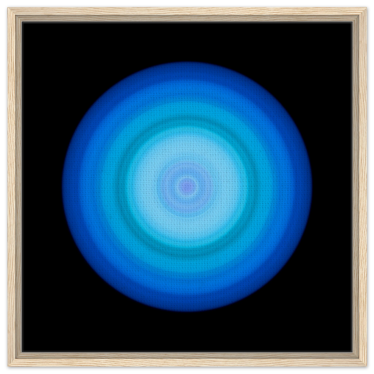 A circular radial pattern with a pale lavender center surrounded by concentric rings that transition from cyan to deep blue at the edges.