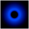 A circular ring of deep blue light surrounds a black center, gradually fading outward into darkness.