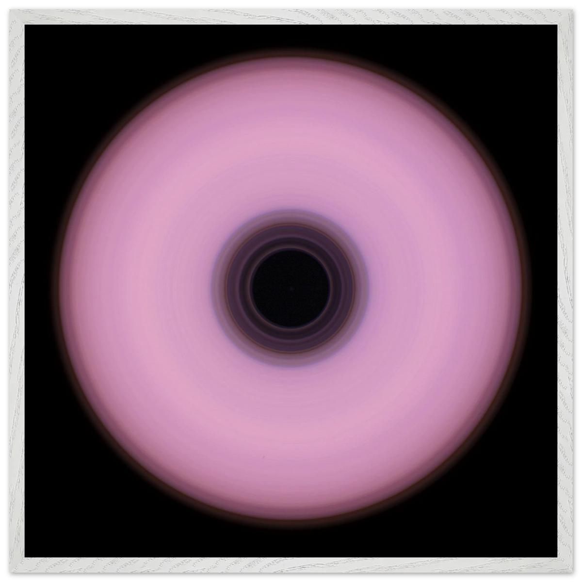 A circular ring with soft pink outer area and concentric bands in the center transitioning from deep violet to black.