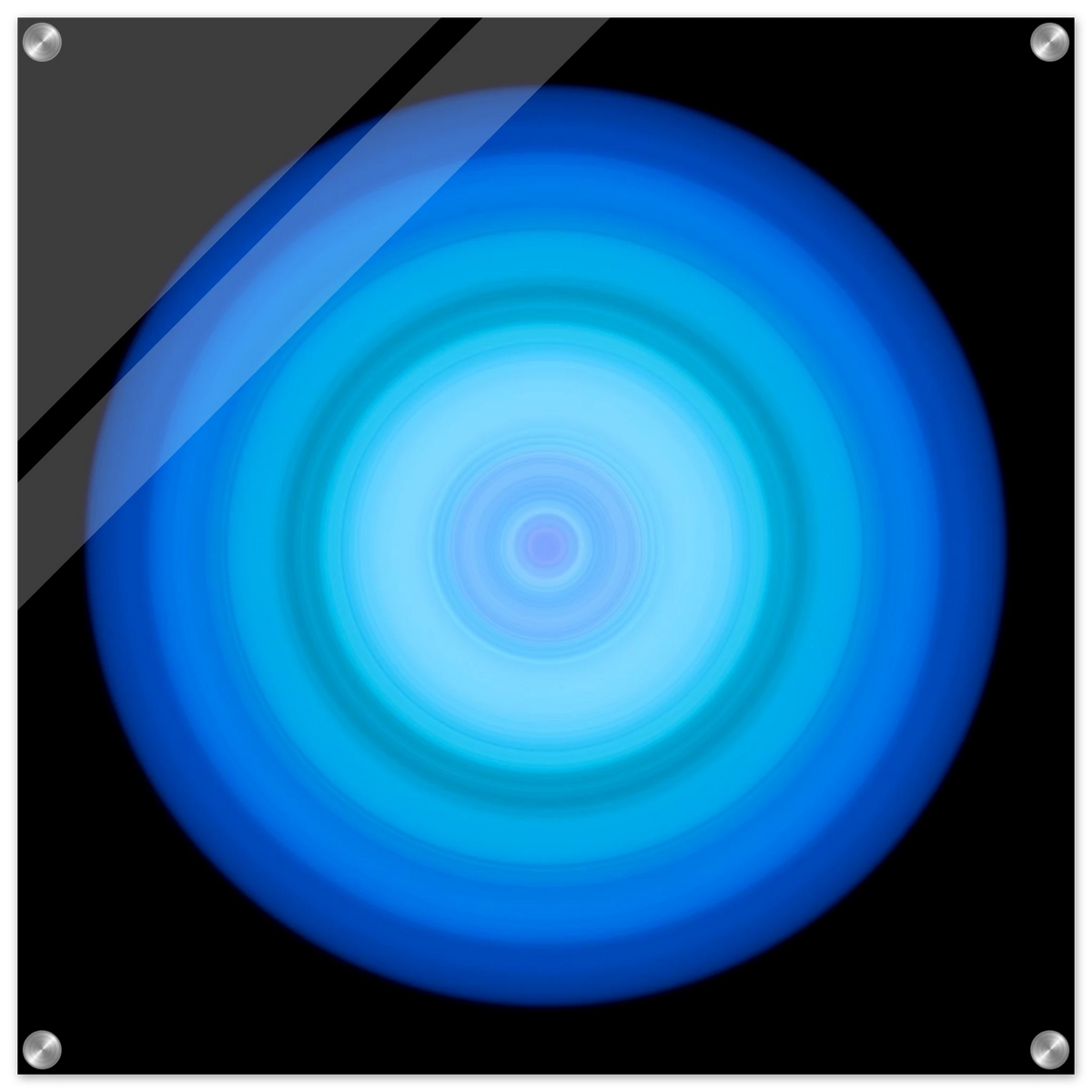 A circular radial pattern with a pale lavender center surrounded by concentric rings that transition from cyan to deep blue at the edges.