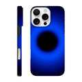 A circular ring of deep blue light surrounds a black center, gradually fading outward into darkness.