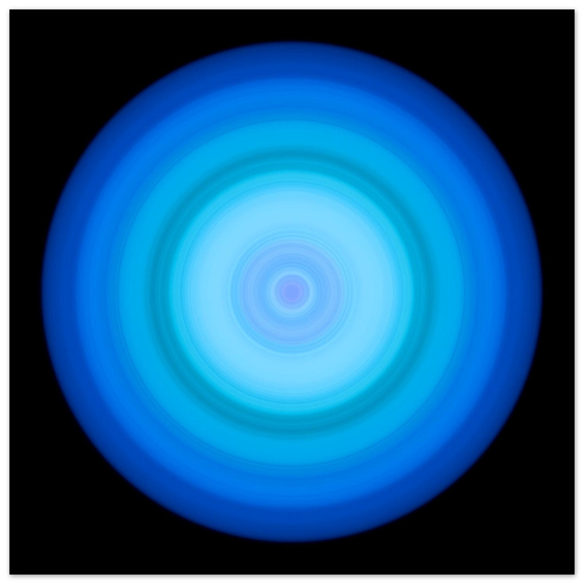 A circular radial pattern with a pale lavender center surrounded by concentric rings that transition from cyan to deep blue at the edges.