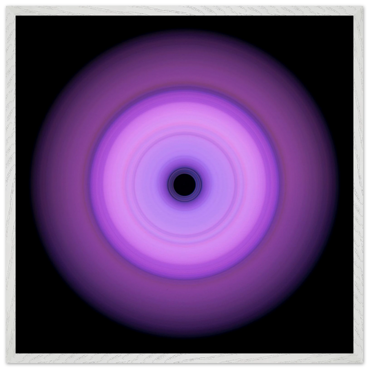 Circular light pattern with concentric rings transitioning from bright lavender in the center to deep violet at the edges, with a small black void at the center.